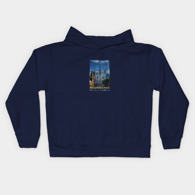 Philadelphia Building Kids Hoodie by DoyDrCreative